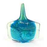 Michael Harris for Mdina, a blue and green glass 'Fish' vase, signed 'Mdina 1980' to base, h. 25 cm