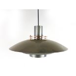 A 1970's spun aluminium and copper coloured three tier ceiling light CONDITION REPORT: No