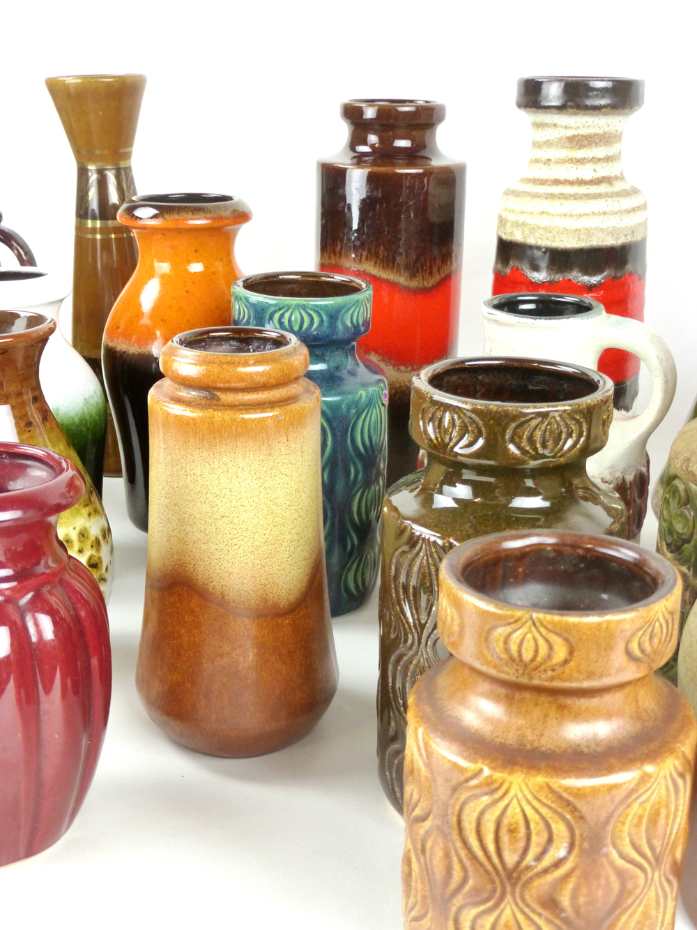 A group of West German pottery vases in various styles and glazes CONDITION REPORT: Generally good - Image 2 of 3