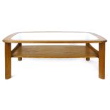 A G-Plan oak, elm and glass coffee table of rectangular cushioned form, l. 109 cm  CONDITION REPORT:
