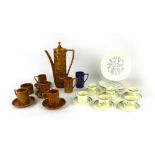 A 1960's Wedgwood six sitting tea set decorated with green leaves on a white ground, four