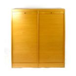 A Danish oak two section cabinet, the tambour doors enclosing a fitted interior, by Vifa, w. 98 cm