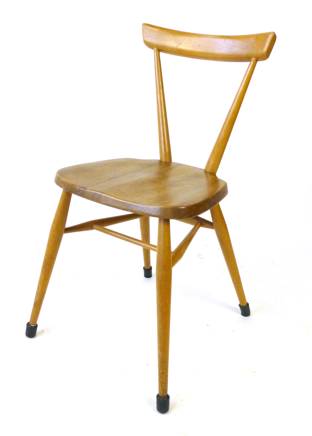 An Ercol elm and beech stacking chair with single back rest on tapering legs CONDITION REPORT: - Image 2 of 5