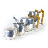 A Picquot four-piece stainless steel tea set CONDITION REPORT: Normal wear