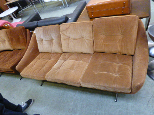 A Danish 1970's suede three-seater sofa on chrome supports by Eran, l. 180 cm CONDITION REPORT: - Image 3 of 8