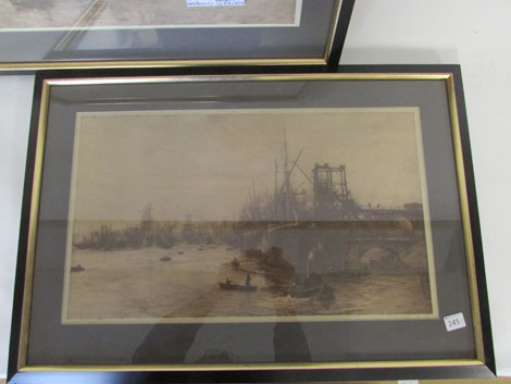 After W. L. Wyllie, Ship and harbour scenes, pair of sepia prints, unsigned, 35 cm x 60 cm (2)