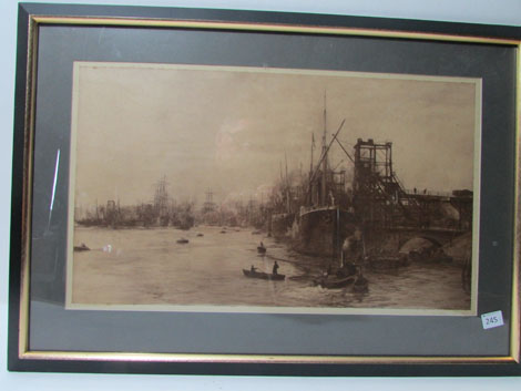 After W. L. Wyllie, Ship and harbour scenes, pair of sepia prints, unsigned, 35 cm x 60 cm (2) - Image 2 of 3