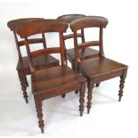 A set of six country bar back dining chairs, probably ash and elm, with solid seats above baluster