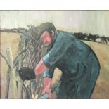 Roy Foster, 'Hedge laying', signed lower right, oil on board, 44 x 54cm CONDITION REPORT: GAllery