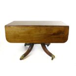 A Victorian mahogany Pembroke table, rounded rectangular top with pair of flaps, single drawer,