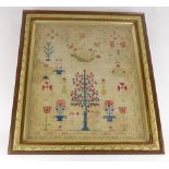 An early Victorian sampler by Mary Lancashire 44 cm x 37 cm. CONDITION REPORT: Colours generally