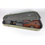 A full sized violin, two piece back, length of back 38 cm. (cased) CONDITION REPORT: Only has one