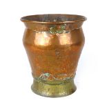 A copper and brass vase, possibly 18th century of slight  baluster form. h. 28 cm CONDITION