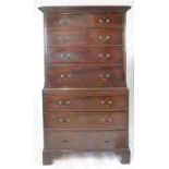 A George lll mahogany chest on chest with brushing slide. h. 182 cm, w. 107 cm. CONDITION REPORT: