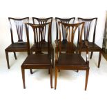 A matched set of 6 Edwardian mahogany and line inlaid dining chairs, drop in seats (5+1) CONDITION