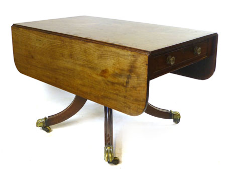 A Victorian mahogany Pembroke table, rounded rectangular top with pair of flaps, single drawer, - Image 2 of 2