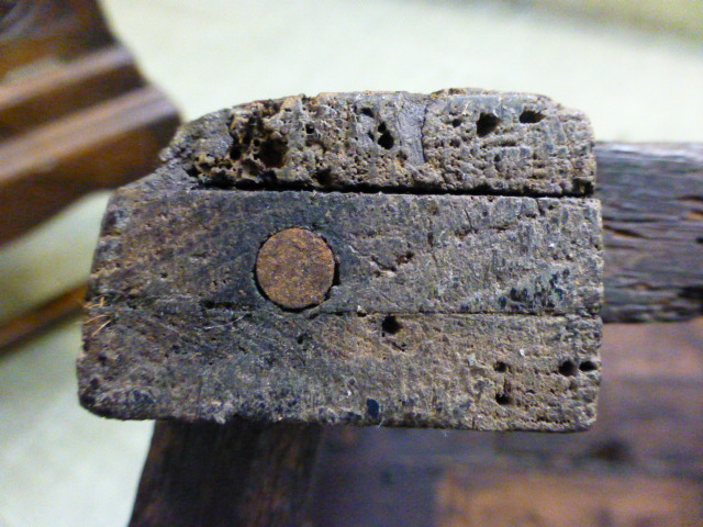 An oak joined elbow chair, possibly late 16th Century, the back carved with the date 1591, flanked - Image 10 of 11