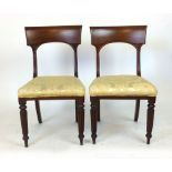 A pair of William lV mahogany bar back dining chairs with stuffed over seats (2) CONDITION REPORT: