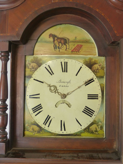 A Victorian oak and mahogany long case clock, the 12 inch painted dial inscribed 'Bancroft Derby', - Image 3 of 3
