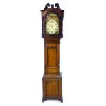 A Victorian oak and mahogany long case clock, the 12 inch painted dial inscribed 'Bancroft Derby',