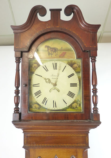 A Victorian oak and mahogany long case clock, the 12 inch painted dial inscribed 'Bancroft Derby', - Image 2 of 3