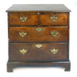 An oak chest of drawers, late 18th century, 2 short and 2 graduated long drawers, 76 x 78cm 
#VAT