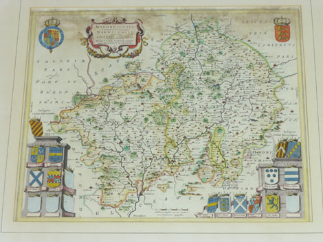 After Blaeu,
Map of Worcester, Warwickshire and the Liberty of Coventry,
later hand coloured,
40 x - Image 4 of 4