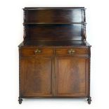 A Victorian and mahogany chiffonier,  two shelf superstructure on a base with two drawers and two