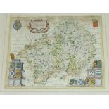 After Blaeu,
Map of Worcester, Warwickshire and the Liberty of Coventry,
later hand coloured,
40 x