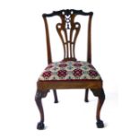 A Chippendale-style mahogany dining chair,