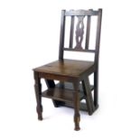 A set of Victorian oak metamorphic library steps/chair CONDITION REPORT: Knocks,