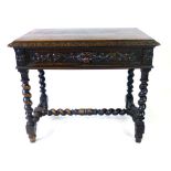 A Victorian oak and beech single drawer centre table,