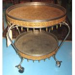 DRINKS TROLLEY, Persian manner with two circular plated tray tiers circa 1980's, 58cm diam x 60cm