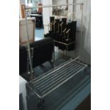 CLOTHES RAIL ON WHEELS, in metal plated finish, 147cm L x 161cm H.