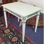 CENTRE TABLE, Gustavian style grey painted and silver plate mounted with tapering supports, 78cm W x