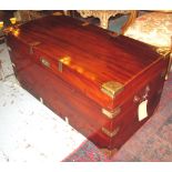 TRUNK, late 19th/early 20th century camphorwood and brass bound with rising lid and carrying
