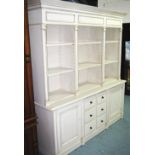 DRESSER, with a white finish and adjustable shelves over drawer and cupboard base, 181cm W x 50cm