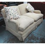 SOFA, Howard style, with neutral beige upholstery, 160cm W x 95cm D x 82cm H.