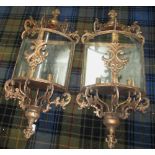 WALL MOUNTED SCONCES, a pair, foliate decoration in antique gilded finish, 40cm x 20cm x 87cm. (2)