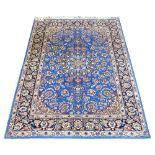 VERY FINE ISPHAHAN PART SILK RUG, 150cm x 105cm, silk foundation Seyrafian design of pendant