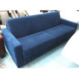 SOFA BED, navy blue fabric, on turned supports, 210cm D.