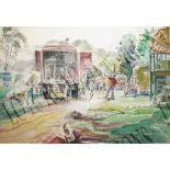 MANNER OF DAME LAURA KNIGHT (British, 1877-1970), 'Fairground', watercolour, watercolour, 25.5cm x