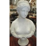 BUST OF A LADY, cream resin, 55cm H.