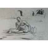 ANDRE DUNOYER DE SEGONZAC (French, 1884-1974), 'The Rower', original drawing in pen, ink with wash