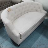 BUTTON BACK SOFA, two seater, in oatmeal upholstery, 183cm L x 75cm H x 80cm W.