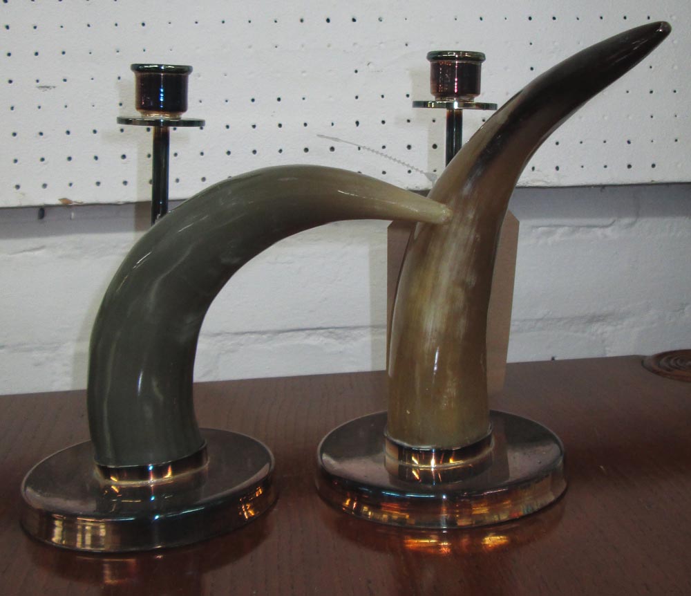 CANDLESTICKS, a pair, horns, by Arch, si