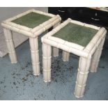 CONRAN LAMP TABLES, a pair, faux bamboo