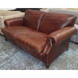 CLUB SOFA, in brown leather with studded