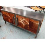 SIDEBOARD, metal with cowskin panels to