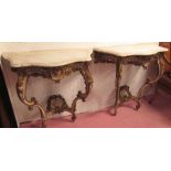 CONSOLE TABLES, a pair, 18th century Ven